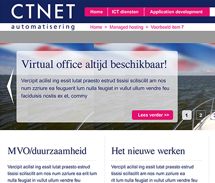 website ontwerp voor CTNet te Heerenveen