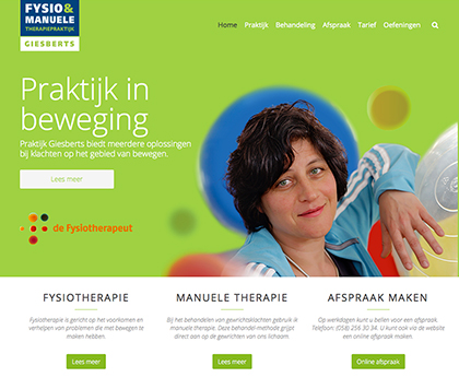 Website voor fysio- manueletherapie praktijk Giesberts te Oenkerk